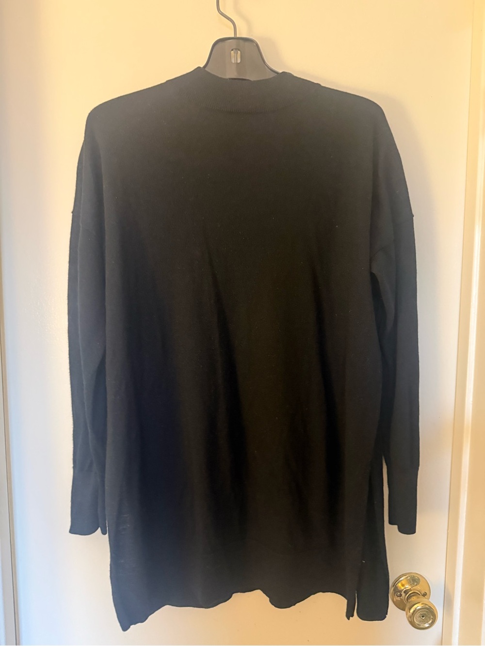 UNIQLO Black Extra Fine Merino Blend Mock Neck Tunic Sweater Size M